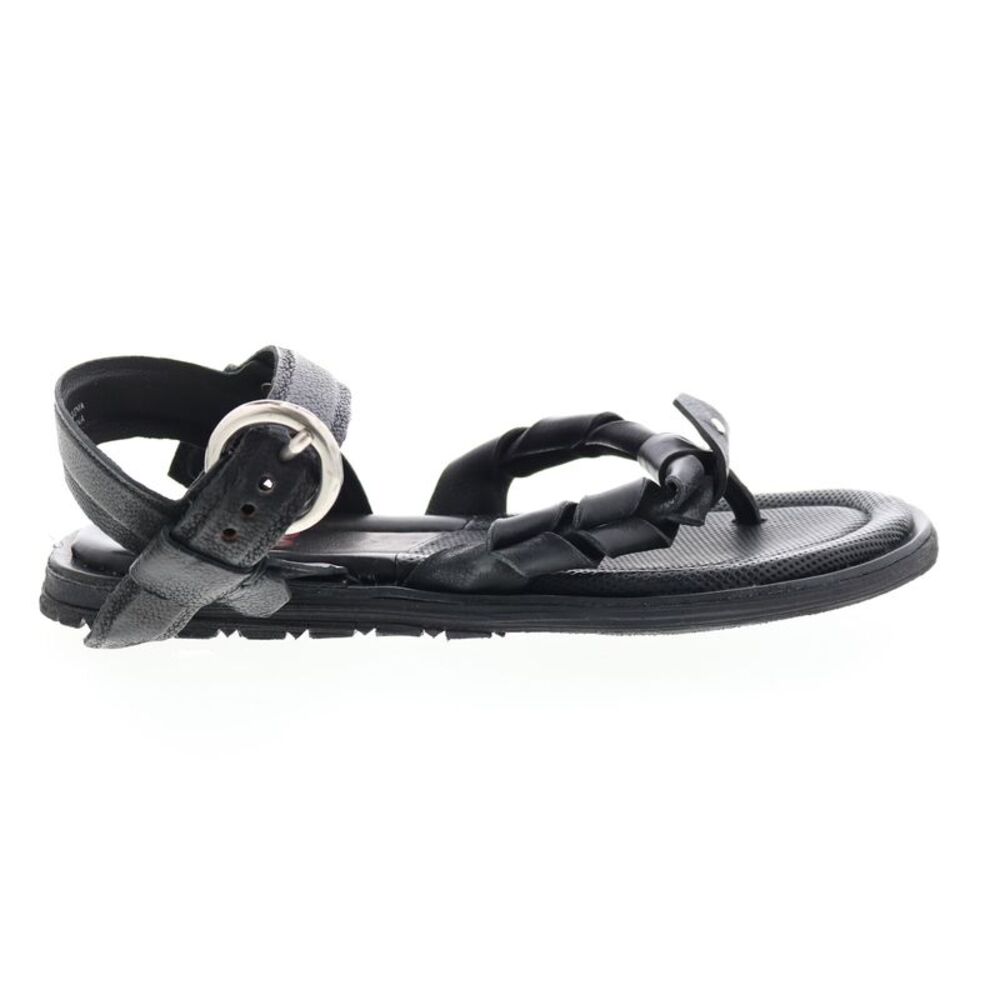 A.S.98 Black Leather Sandals